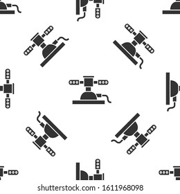 Grey Automatic irrigation sprinklers icon isolated seamless pattern on white background. Watering equipment. Garden element. Spray gun icon.  Vector Illustration