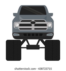 Grey automobile ahead. Transportation icon. vector graphic