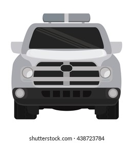 Grey automobile ahead. Transportation icon. vector graphic