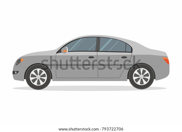 Grey Automobile on White\
Background