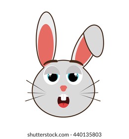 grey avatar rabbit with black and blue eyes over isolated background,vector illustration