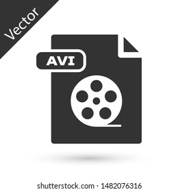 Grey AVI file document. Download avi button icon isolated on white background. AVI file symbol.  Vector Illustration