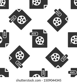 Grey AVI file document. Download avi button icon isolated seamless pattern on white background. AVI file symbol.  Vector Illustration