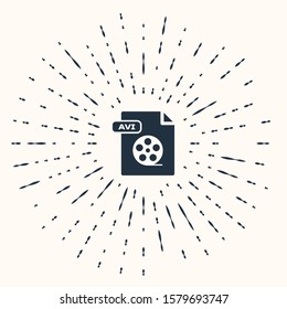 Grey AVI file document. Download avi button icon isolated on beige background. AVI file symbol. Abstract circle random dots. Vector Illustration
