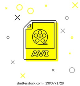 Grey AVI file document icon. Download avi button line icon isolated on white background. AVI file symbol. Vector Illustration