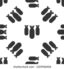 Grey Aviation bombs icon isolated seamless pattern on white background. Rocket bomb flies down. Vector Illustration