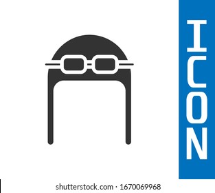 Grey Aviator hat with goggles icon isolated on white background. Pilot hat.  Vector Illustration