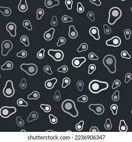 Gray Avocado Fruchtsymbol einzeln auf schwarzem Hintergrund.  Vektorgrafik