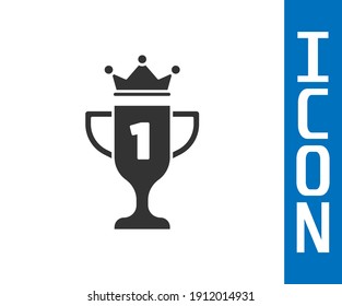 Grey Award cup icon isolated on white background. Winner trophy symbol. Championship or competition trophy. Sports achievement sign.  Vector
