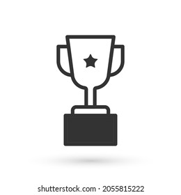 Grey Award cup icon isolated on white background. Winner trophy symbol. Championship or competition trophy. Sports achievement sign.  Vector