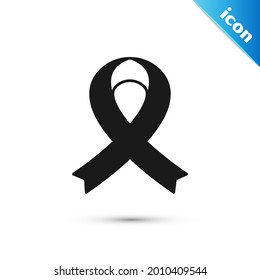 Grey Awareness ribbon icon isolated on white background. Public awareness to disability, medical conditions and health.  Vector