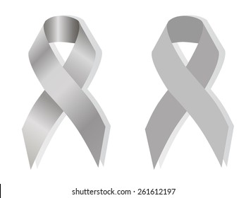 Grey awareness ribbon on white background