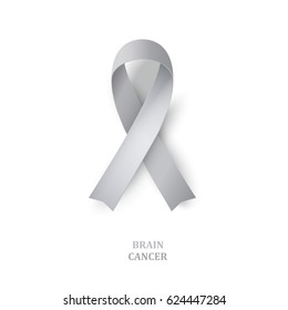 Grey awareness ribbon as symbol of  brain disorders. Borderline personality disorder, diabetes,  ovarian cancer and disabilities. Vector illustration
