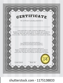 Grey Awesome Certificate template. Artistry design. Customizable, Easy to edit and change colors. With quality background. 