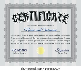 Grey Awesome Certificate template. Artistry design. Vector illustration. With complex background. 