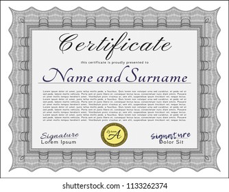 Grey Awesome Certificate template. With background. Money Pattern design. Detailed. 