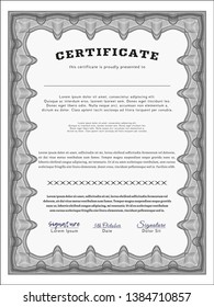 Grey Awesome Certificate template. With background. Vector illustration. Modern design. 