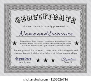 Grey Awesome Certificate template. Beauty design. Vector illustration. With quality background. 