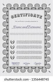 Grey Awesome Certificate template. Beauty design. Vector illustration. With quality background. 