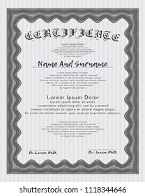 Grey Awesome Certificate template. Complex background. Customizable, Easy to edit and change colors. Superior design. 