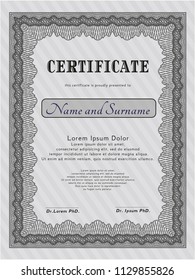 Grey Awesome Certificate template. With complex background. Customizable, Easy to edit and change colors. Elegant design. 