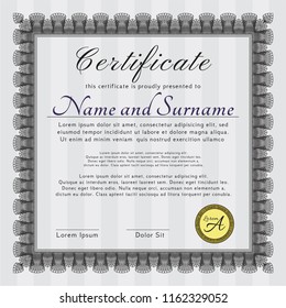 Grey Awesome Certificate template. With complex linear background. Retro design. Customizable, Easy to edit and change colors. 