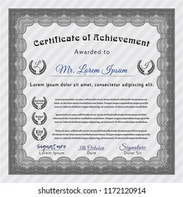 Grey Awesome Certificate template. Complex background. Money design. Vector illustration. 