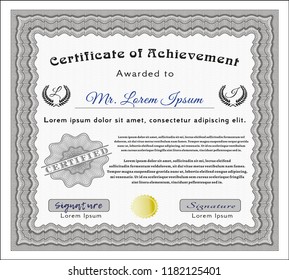 Grey Awesome Certificate template. With complex background. Customizable, Easy to edit and change colors. Good design. 