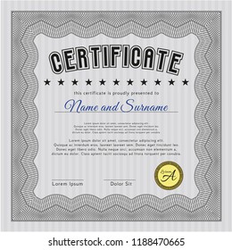 Grey Awesome Certificate template. With complex background. Sophisticated design. Customizable, Easy to edit and change colors. 