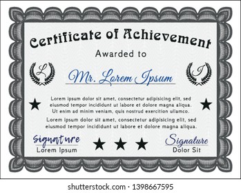 Grey Awesome Certificate template. With complex linear background. Nice design. Vector illustration. 