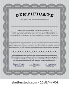 Grey Awesome Certificate template. With complex background. Excellent design. Customizable, Easy to edit and change colors. 