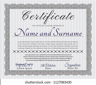 Grey Awesome Certificate template. Customizable, Easy to edit and change colors. With guilloche pattern and background. Money Pattern. 
