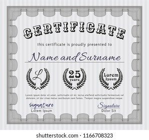 Grey Awesome Certificate template. Customizable, Easy to edit and change colors. Printer friendly. Money style design. 