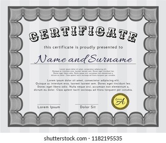 Grey Awesome Certificate template. Customizable, Easy to edit and change colors. Printer friendly. Elegant design. 