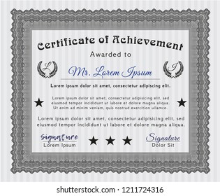 Grey Awesome Certificate template. Customizable, Easy to edit and change colors. With guilloche pattern and background. Nice design. 