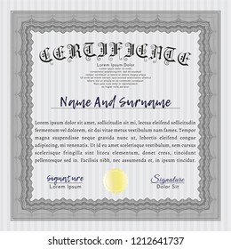 Grey Awesome Certificate template. Customizable, Easy to edit and change colors. With background. Beauty design. 