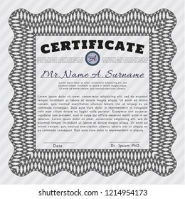 Grey Awesome Certificate template. Customizable, Easy to edit and change colors. With linear background. Money Pattern. 