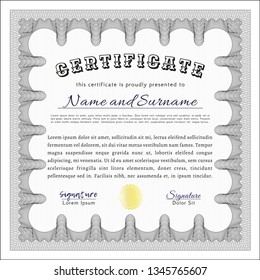 Grey Awesome Certificate template. Customizable, Easy to edit and change colors. With complex linear background. Artistry design. 