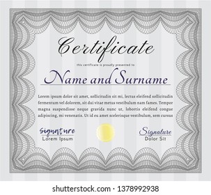 Grey Awesome Certificate template. Customizable, Easy to edit and change colors. Complex background. Modern design. 