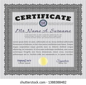 Grey Awesome Certificate template. Customizable, Easy to edit and change colors. With complex linear background. Elegant design. 