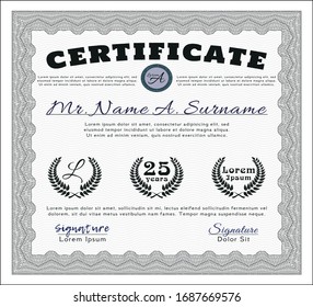 Plantilla de certificado gris alucinante. Personalizable, Fácil de editar y cambiar de color. Fácil de imprimir. Diseño retro. 