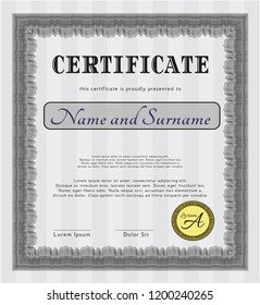 Grey Awesome Certificate template. Detailed. With guilloche pattern. Nice design. 