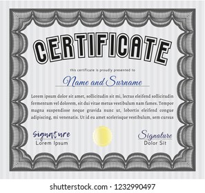 Grey Awesome Certificate template. Detailed. With complex background. Superior design. 