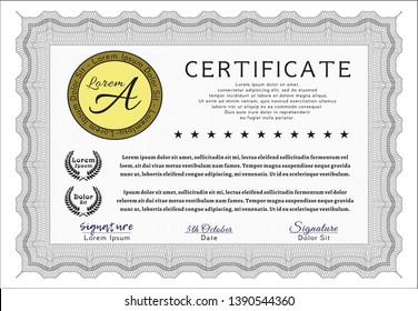 Grey Awesome Certificate template. Detailed. With complex background. Artistry design. 