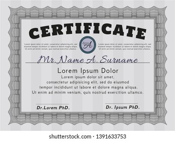 Grey Awesome Certificate template. Detailed. With guilloche pattern. Sophisticated design. 