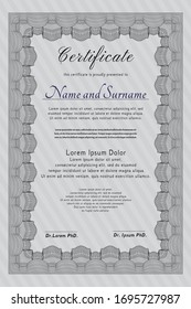 Grey Awesome Certificate template. Detailed. With background. Sophisticated design. 