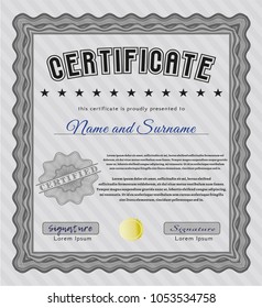 Grey Awesome Certificate template. Elegant design. Vector illustration. Complex background. 