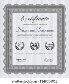 Grey Awesome Certificate template. Elegant design. With background. Vector illustration. 