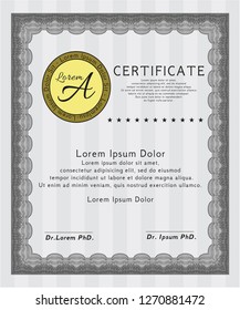 Grey Awesome Certificate template. Elegant design. Vector illustration. Printer friendly. 