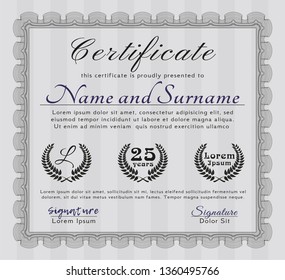 Grey Awesome Certificate template. Elegant design. Detailed. With quality background. 